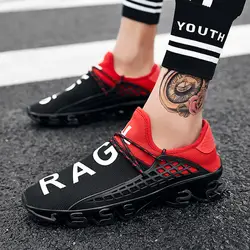2019 Новая модная повседневная обувь для мужчин дышащая сетка мягкая удобная прогулочная Мужская обувь для прогулок Большие размеры