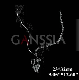 

Lovely cat necklace design hot fix rhinestone Heat transfer motif for garment DIY accessories embellishment (ss-4067)