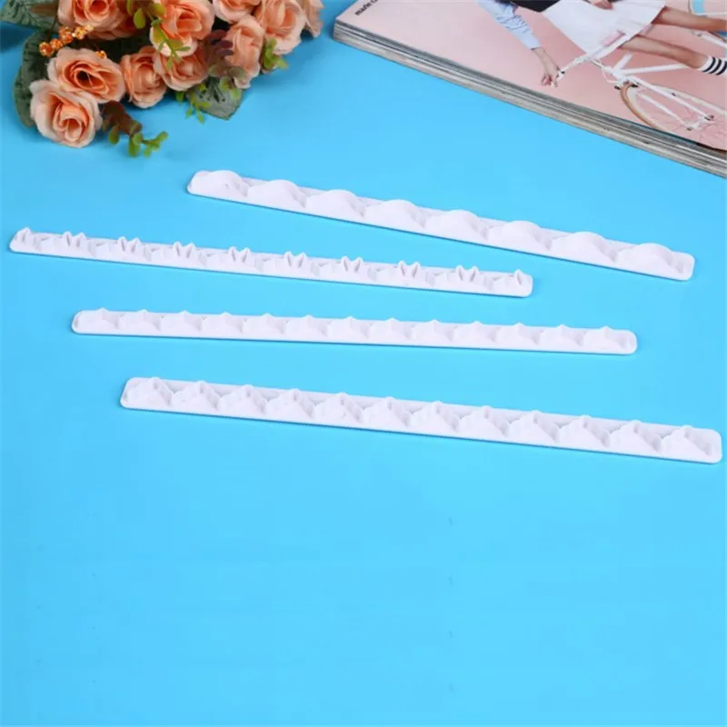 

4Pcs/1Set Plastic Cake Fondant Straight Cutting Mold Cutter Cookie Sugarcraft Frill Edge Embosser Mould Baking Tools