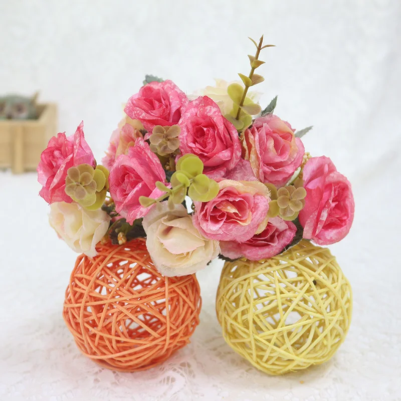 Букет роз из шелка искусственные розы Красивые Искусственные цветы Свадебные вечерние украшения для дома DIY Горшечное растение - Цвет: pink