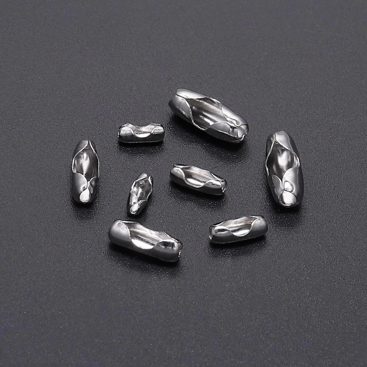 

50pcs/Lot 1.5 2.0 2.5 3.2 mm Stainless Steel Ball Chain End Beads Crimp Clasps Connector For Jewelry Making Finding DIY Supplies