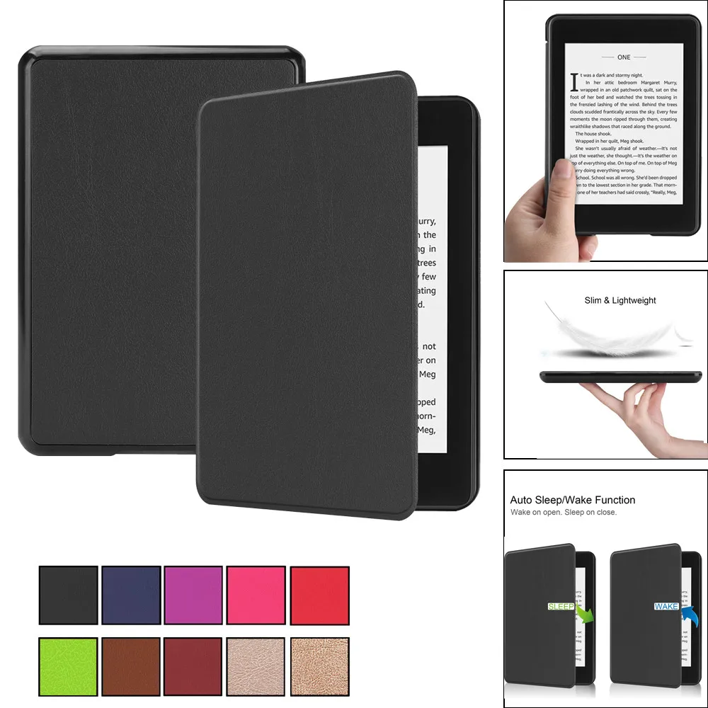 Для нового Kindle Paperwhite 4 2018 Смарт Тонкий кожаный спящий просыпаться флип чехол