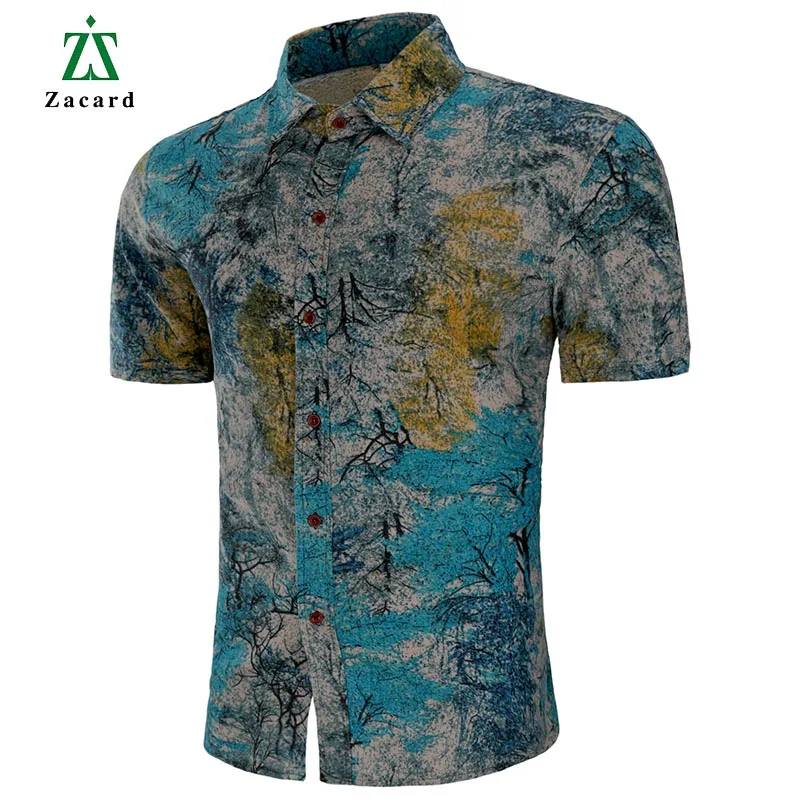 Zacard 2018 Summer Fashion Men's Shirts Hip Slim Fit Printing Shirt Men Casual Short Sleeve Chinese Style Male | Мужская одежда