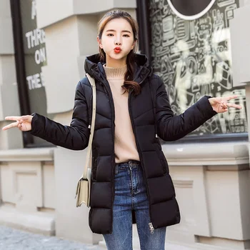 

Women Parkas Winter Jacket Women New Coats Artificial raccoon hair collar Female Parka black Thick Cotton Padded Lining Ladies