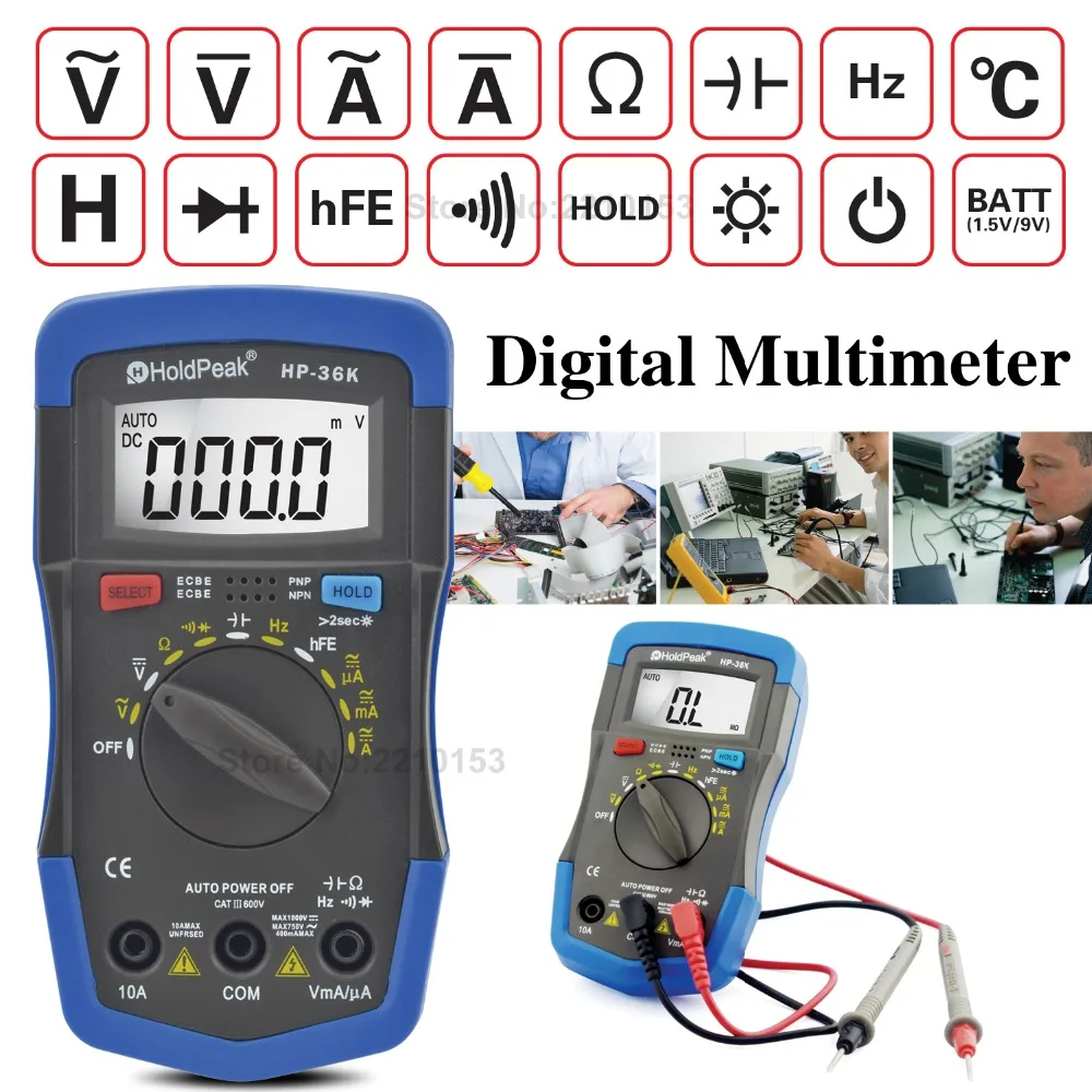 

AC/DC Auto/Manual Range Digital Mini Multimeters Resistance,Capacitance,Inductance,Frequency,Diode hFE LCR Tester Back Light