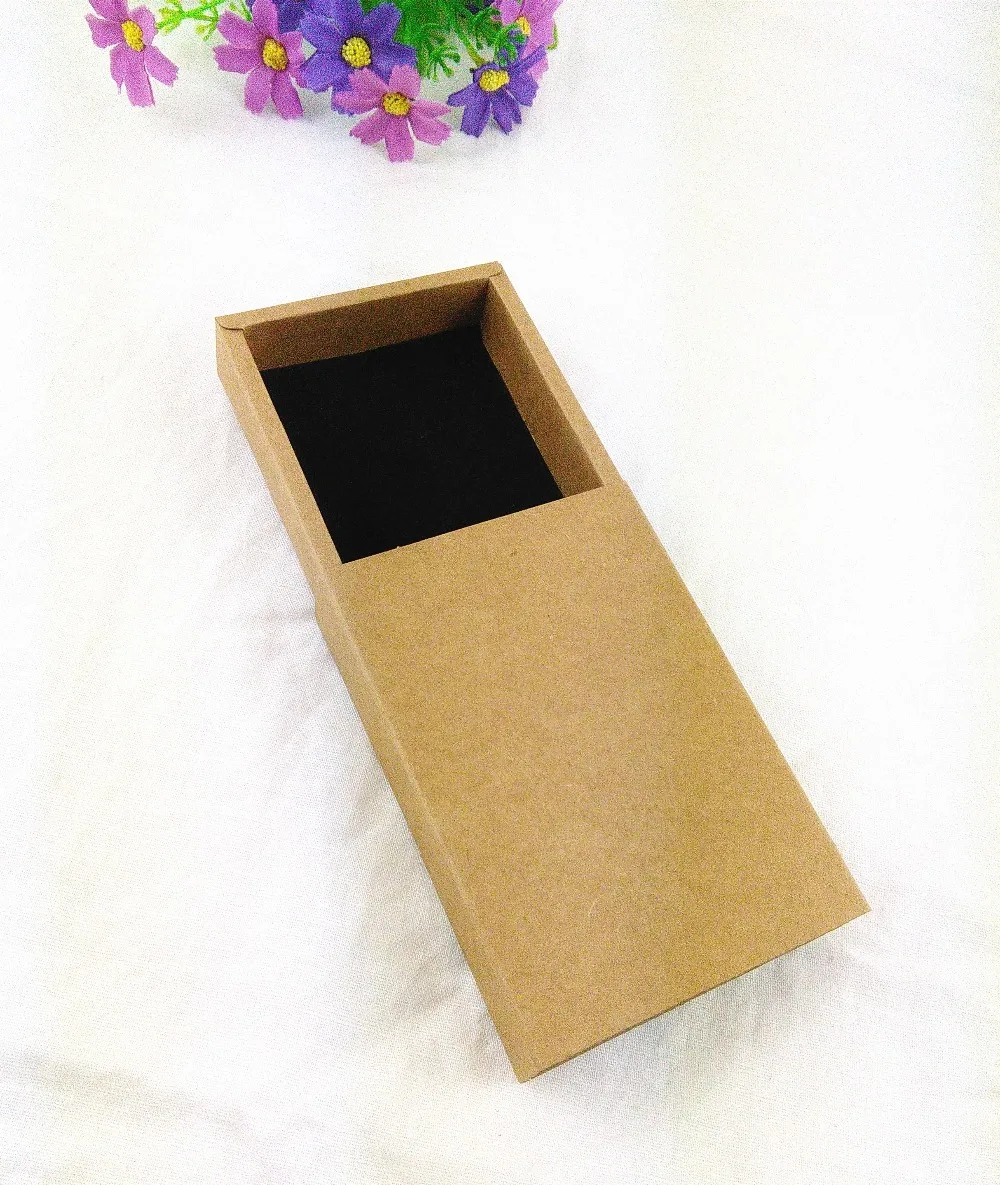 

Gift box Retail Kraft Paper Drawer Box Gift Bank Packaging Cardboard Boxes 24PCS Box with free High-grade black velvet