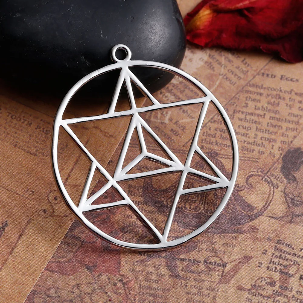 Медный серебристый цвет DoreenBeads круглые медитационные Подвески Merkaba полые детали