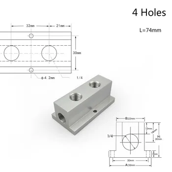 

Pneumatic Manifold Block 4-9 Holes Solid Aluminum Alloy Quick Connector Hose Plug Socket Base Pneumatic Socket Female Thread
