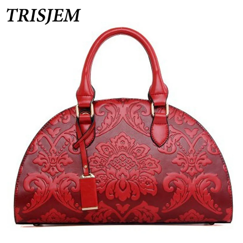 

Women Embroidery Embossing Shoulder Bag High Quality Handbag Women Pu Leather Luxury Crossbody Bags Vintage Chinese Style