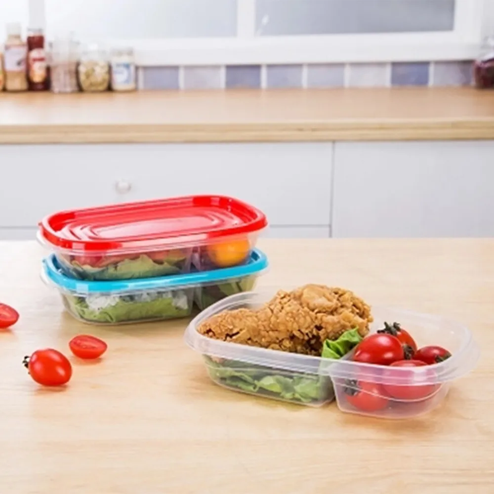 

Plastic Meat Food Storage 2 Lattices Sealed Containers Kitchen Sorting Food Storage Box Fresh Refrigerator Cases Crisper Tan