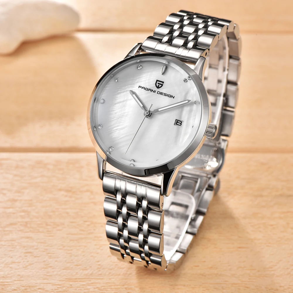 PAGANI дизайнерский бренд женские модные Стальные кварцевые часы женские из нержавеющей стали водонепроницаемые Relogio Femininoshell циферблат часы к вечернему платью