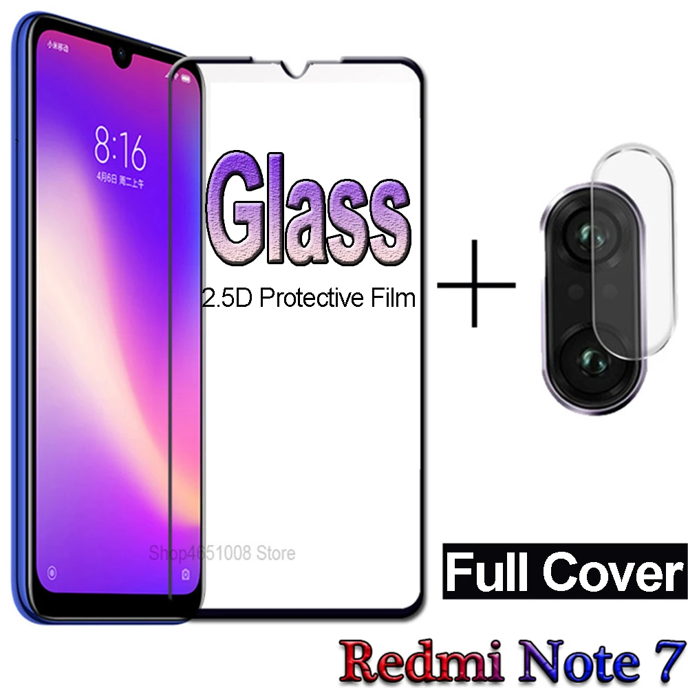 2 в 1 Защитное стекло для Xiaomi Redmi Note 7 пленка объектива камеры полное покрытие