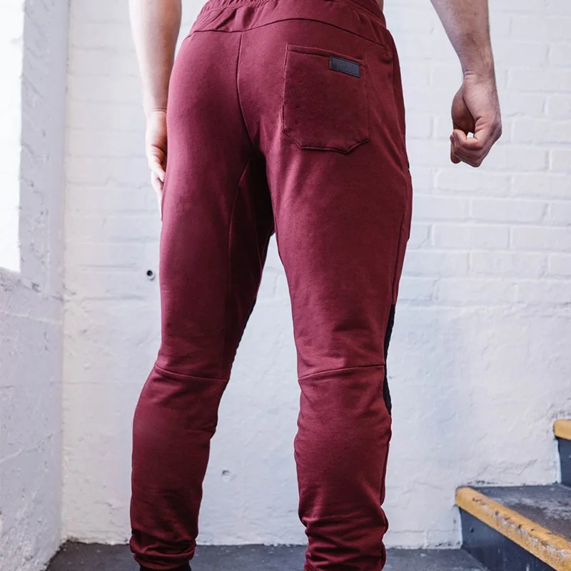 2018 Men Pants Spring Autumn Jogger Pants New Cotton Patchwork Sweatpants Fitted Sweat Pants Active Casual 2