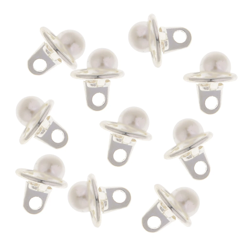 10Pcs Round Silver Buttons DIY White Pearl Accessories Festival Decor Diameter Supplies For Clothes Scarf Sweater Hat Decoration