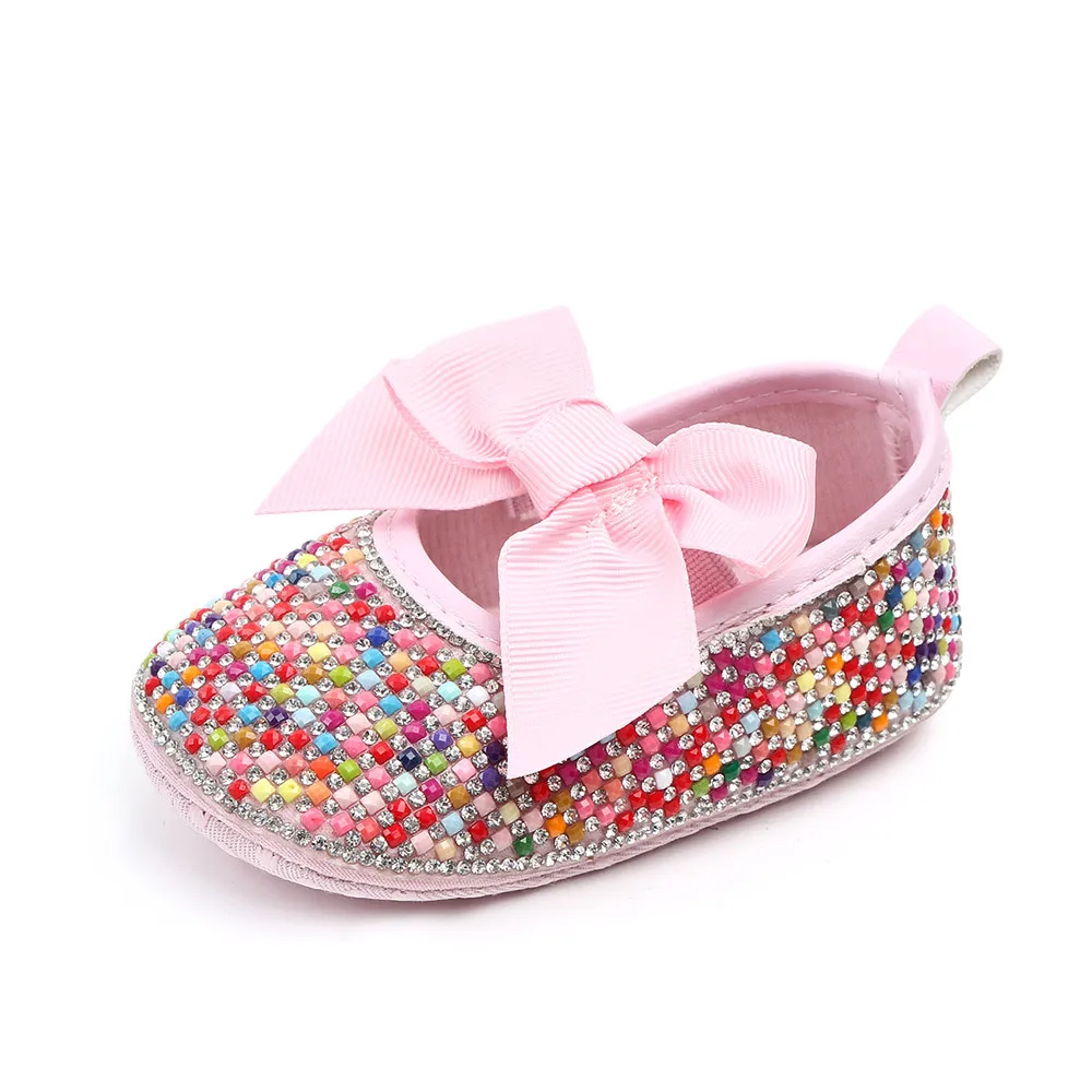 Роскошное бриллиантовое украшение детская обувь для девочек Первые ходунки с бантиком благородная обувь для малышей приветствуется