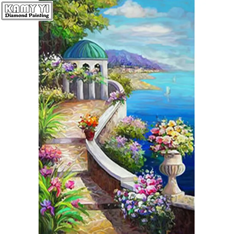 

Diy 5d diamond painting diamond mosaic scenery seaside painting cross stitch picture home living room decoration beautiful gift