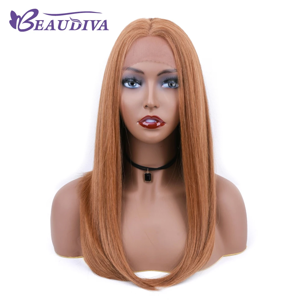 Beaudiva синтетический Frontal шнурка волос высокое температура Синтетические волосы смешанные натуральные волосы 30% Искусственные парики цвет