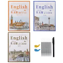 3 многоразового использования паз для каллиграфии тетрадь английский Курсив почерк паз обучение ручка заправки держать инструменты набор