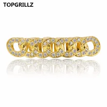 TOPGRILLZ Cuban Link Grillz чистый HQ позолоченный хип-хоп нижний зуб решетки затоплены камнями CZ зуб гриль для подарка
