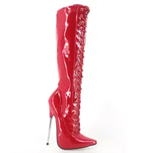 Женские остроносые ботинки на каблуке высотой 18 см черные сапоги до колена размер 12 разноцветные женские туфли из лакированной кожи