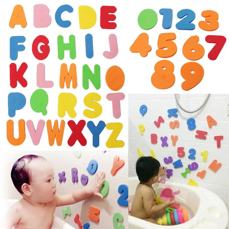 36 шт./компл. буквенно-цифровые буквы игрушки для ванной головоломка eva детские светодиод автомобильной шины can новые Ранние развивающие детские игрушки для ванной забавные игрушки