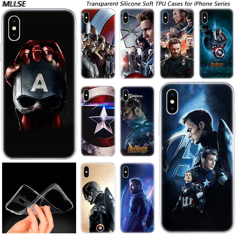 

Hot The Avengers Marvel Captain America Fashion Silicone Case Cover for Apple iPhones 7 8 Plus 6 6s Plus 5 5s SE X XR XS MAX