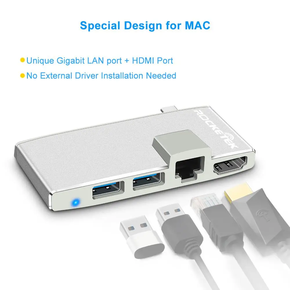 Rocketek usb 3 0 концентратор card reader К 4 к HDMI 1000 Мбит/с Gigabit Ethernet адаптер для MacBook pro pc