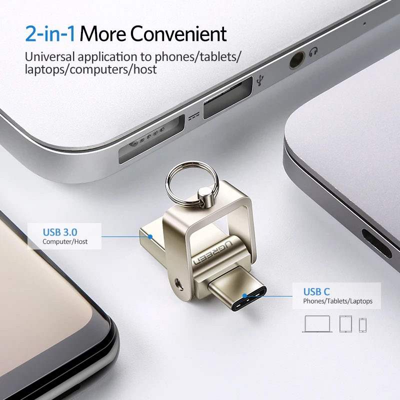 Ugreen USB Flash Drive 3.0 USB C OTG Pendrive 64 32GB For Samsung Galaxy S9 Plus Note 9 For Xiaomi Redmi5 Memory Stick Pen Drive