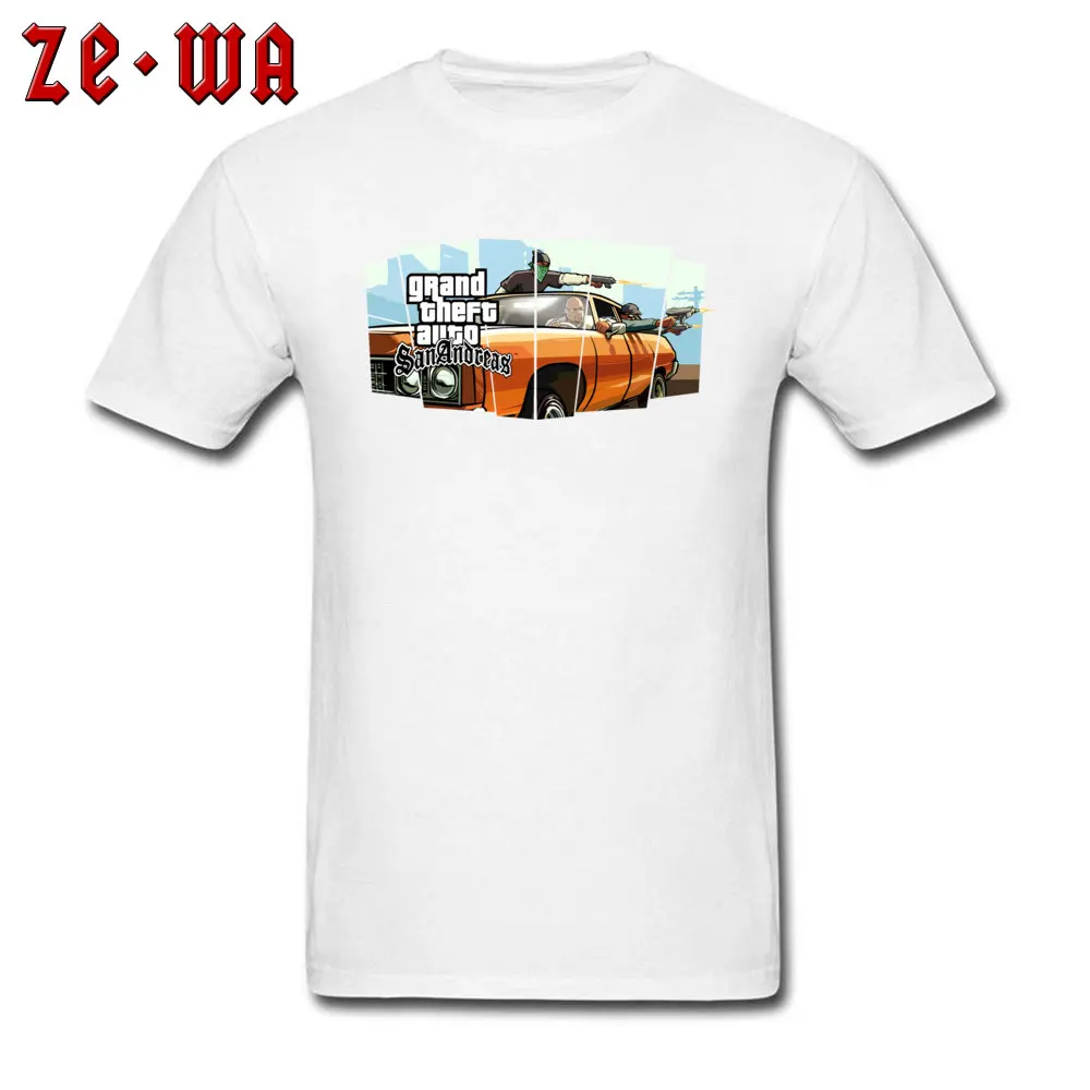 Fitted Men Top T-shirts grand theft auto san andreas825y T Shirt 100% Cotton Fabric Crewneck Short Sleeve Tops T Shirt Camisa grand theft auto san andreas825y white
