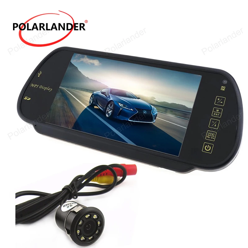 7 дюймовый TFT экран 12 24 в разъем MP5 USB/SD/FM зеркало заднего вида HD дисплей система