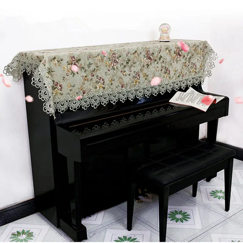 

Elegant embroidered lace piano cover pastoral rustic style piano towels half covering cloth home decoration multipurpose towel