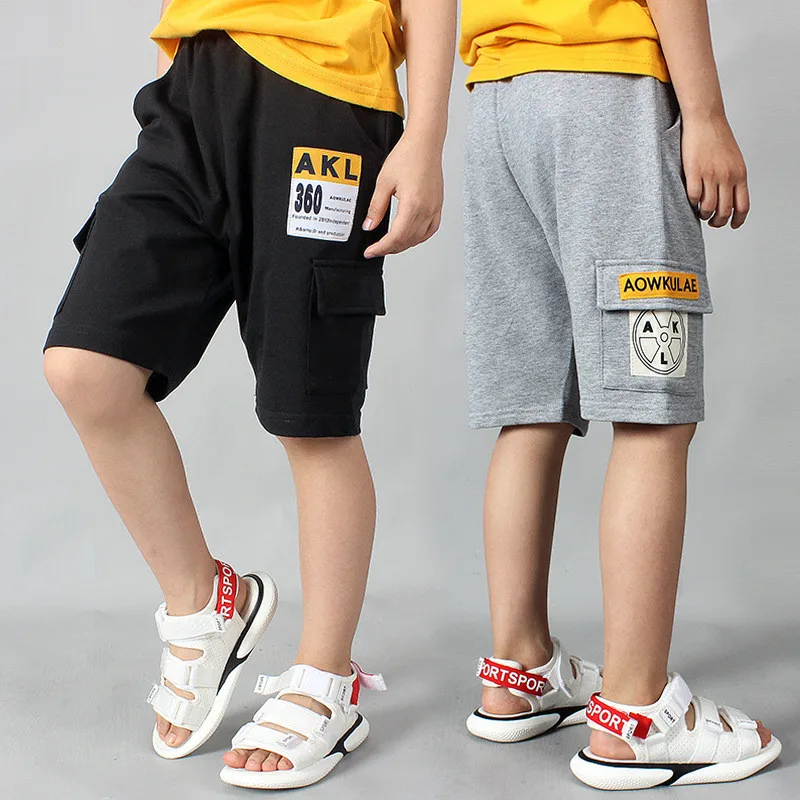 

Hot Sale Children Boys Shorts Student Kids Cotton Letter Causal Shorts For Teenager Big Boys 6 8 10 12 14 Years Wear Dwq286