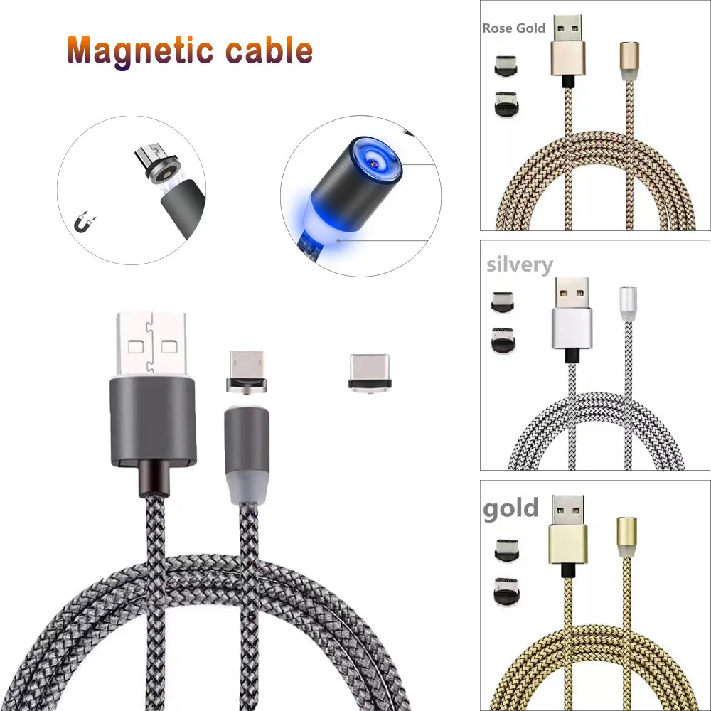 

Cable Magnetic Charger LED Cable Micro USB Type C Lighting Cable 2A Fast Charging Charge USB/Type-C Wire For iPhone Samsung /3.4