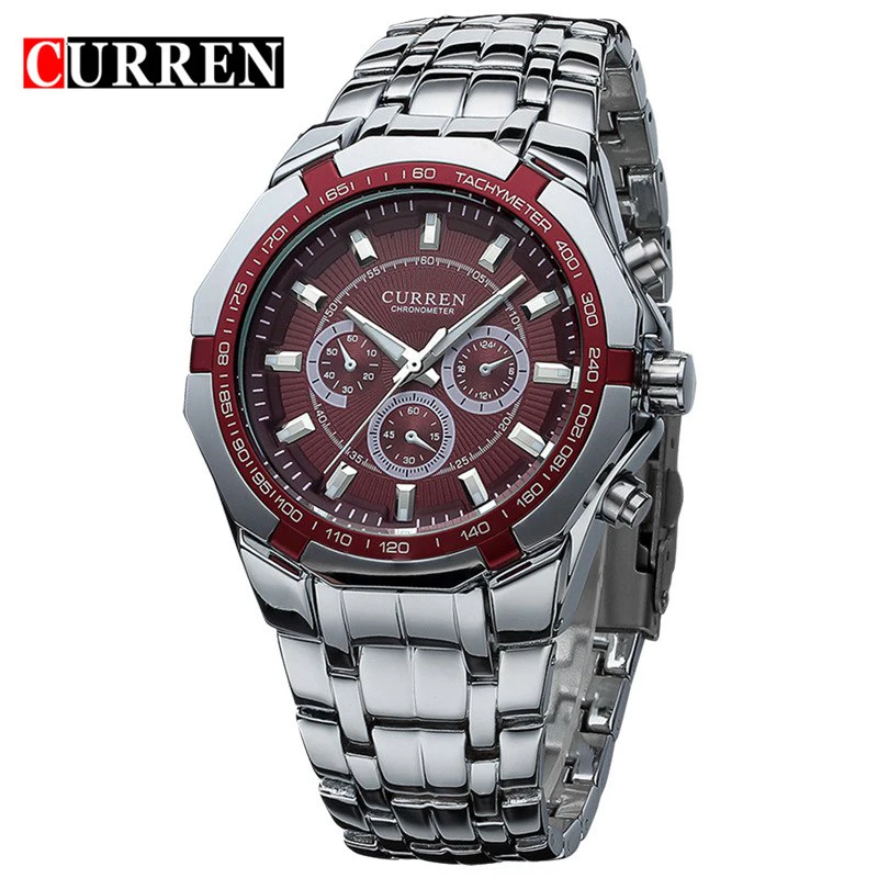 Curren Men Business Watch Clock Mens Watches Top Brand Military Full Stainless Steel Quartz Wrist W