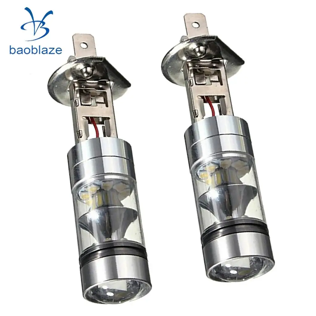 2X H1 10000K 100W LED 20SMD Projector Fog Driving DRL Light Bulbs Blue 