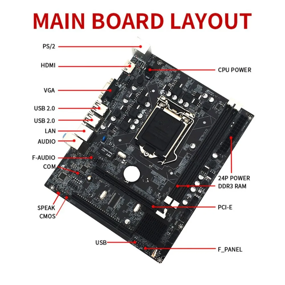 H55 LGA 1156 материнская плата для настольных ПК материнская плата двухканальный DDR3 16 Гб ALC662 USB2.0 6-канальный материнская плата компьютера Прямая