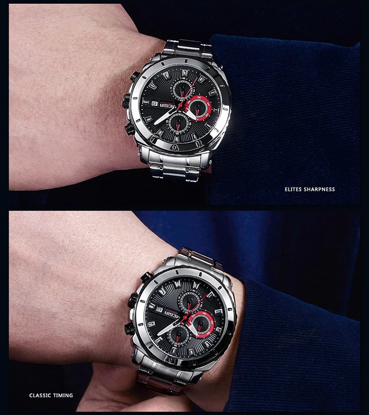 2018 Meigel мужские часы большой циферблат Бизнес спортивной моды Водонепроницаемый Multi-Функция Сталь пояса кварцевые часы