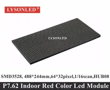 2017 Top Fashion Limited P7.62 Red Color 64×32 Dots Smd2121 Indoor Led Display Module, P7.62mm 1/16 Scan 488x244mm Led Panel