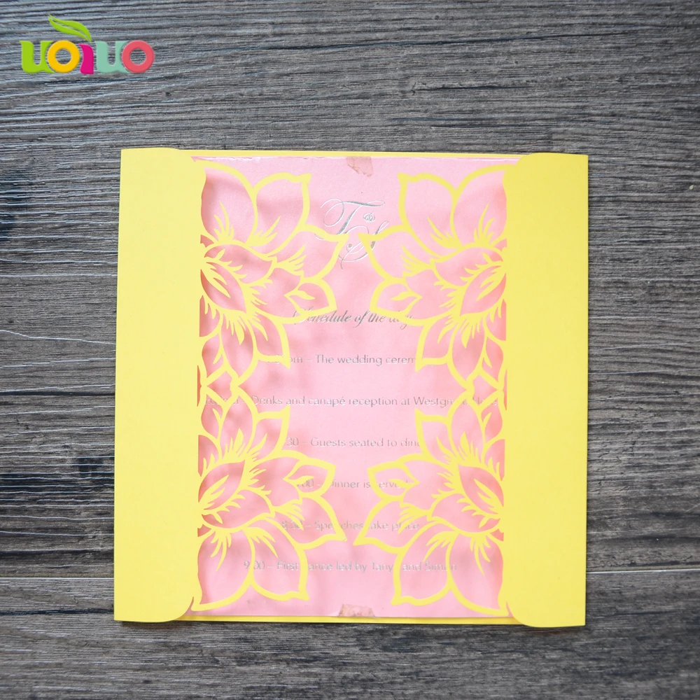 Nice yellow cheap wholesale invitation greeting cards for wedding and