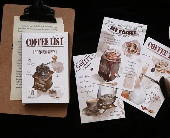 30 листов/упаковка мультфильм кофе майка счастье поздравительные открытки по случаю Дня Рождения бизнесс подарок набор карт открытка