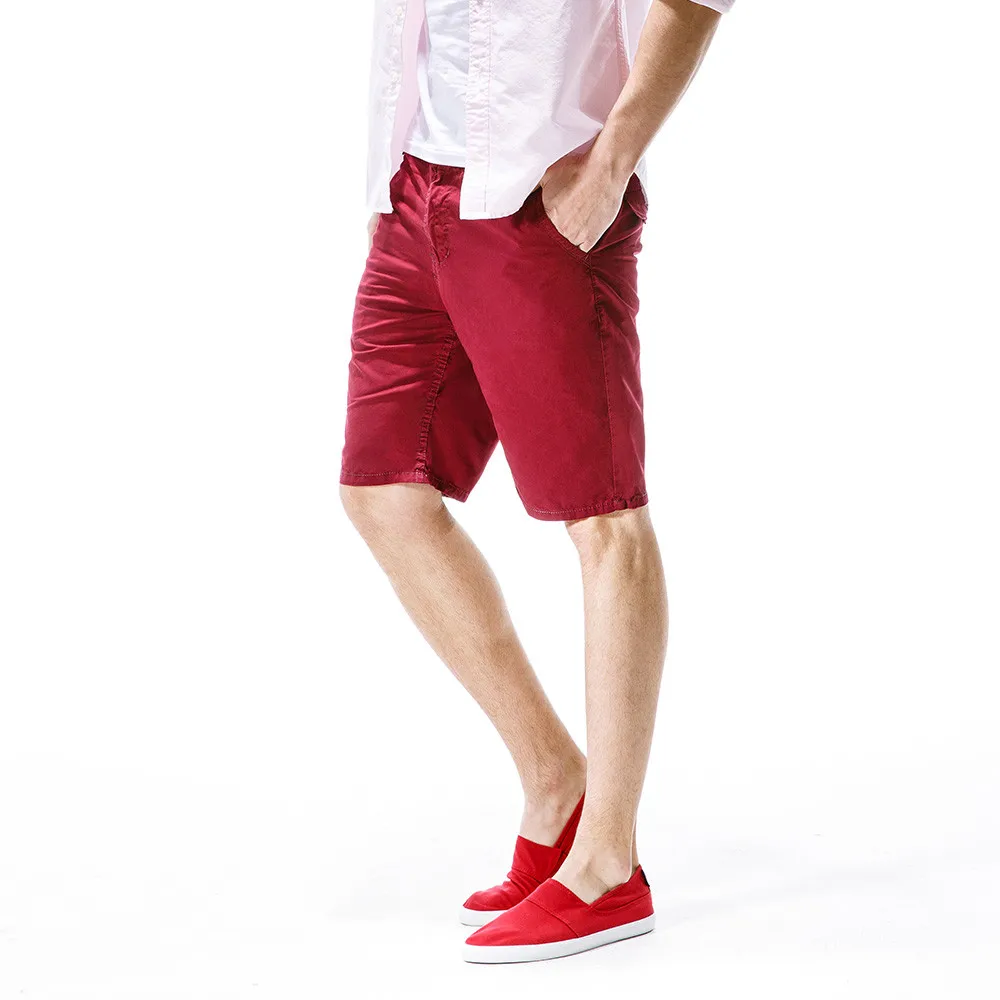 Для мужчин модные область Повседневное Однотонная одежда на открытом воздухе карман пляжные работы брюки карго пляжные спортивные тренировочные и красные шорты одежда для детей W30418