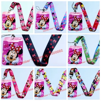 

New 8Pcs cartoon Minnie Lanyard ID Badge Holder Key Neck Strap kids gifts QW-698
