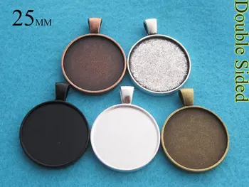 

25 Pieces of Double Sided 25mm Round Pendant Tray Setting, Two Faced Pendant Settingtheof