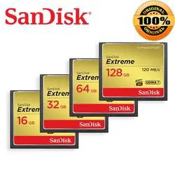 Карта памяти SanDisk Extreme CompactFlash 128 г 32 Гб 64 16 CF карта 800X VPG-20 120 МБ/с./с. для богатых 4 к и Full HD видео SDCFXS