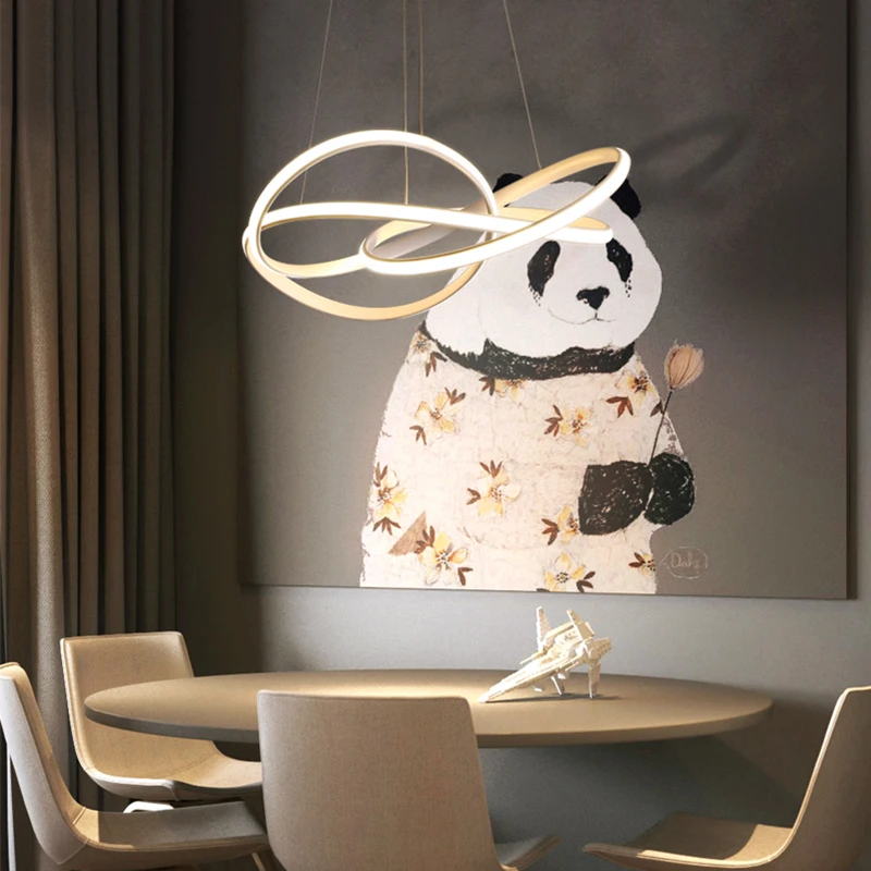 

Suspension Luminire Chandelier Lighting for Kitchen Living room Bar White Aluminum Wave LED Pendant Chandelier Lighting office