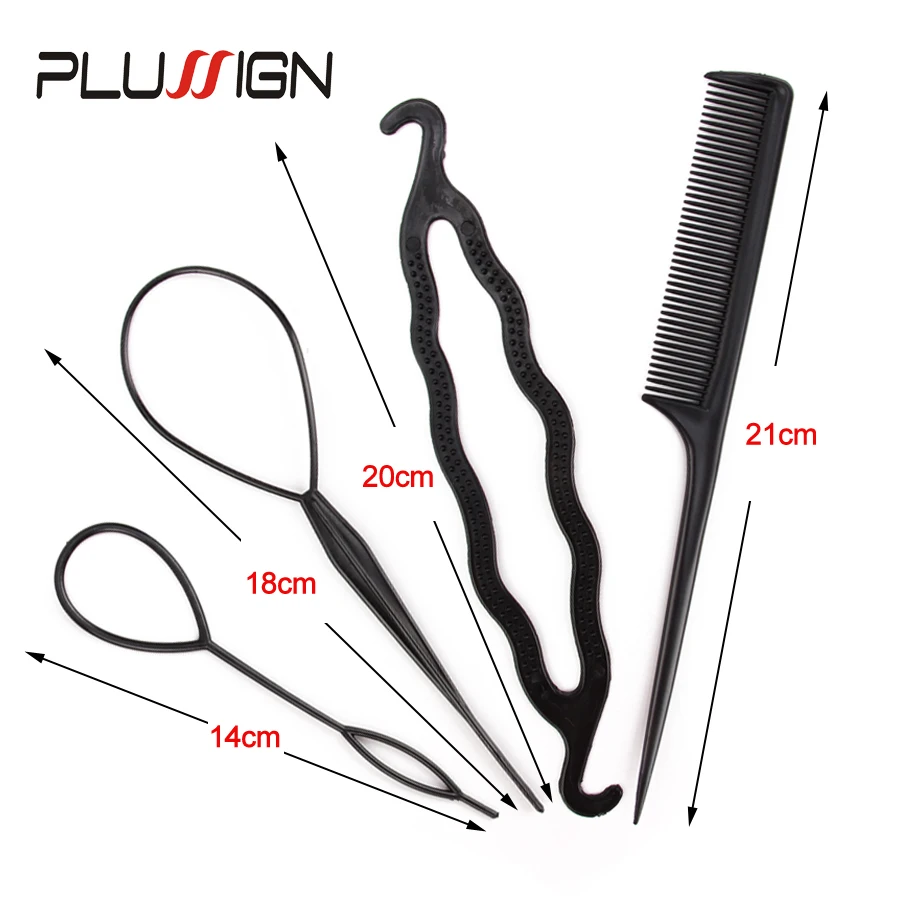 Fashion Topsy Tail Hair Braid Tool 4 Pcs/Set Ponytail Maker Hair Styling Accessories For Salon Home Use For Women Girls Kids