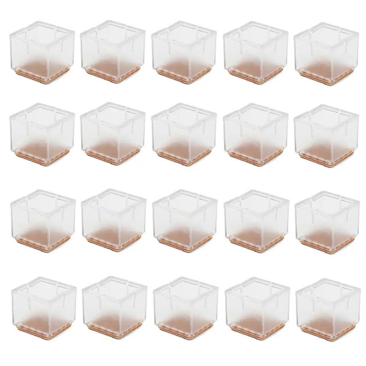 

20 Pcs 3-3.5cm Chair Leg Caps Furniture Feet Pads Wood Floor Protectors Set Table Covers -Square