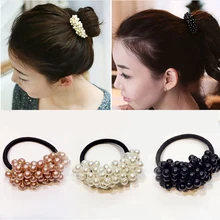 M MISM, модные однотонные аксессуары для волос, цветные полукруглые жемчужные бусы, резиновые ободки женский хвостик, эластичные резинки для волос