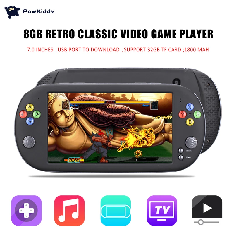  Powkiddy X16 7 Inch Game Console Handheld Portable 8GB Retro Classic Video Game Player for Neogeo A