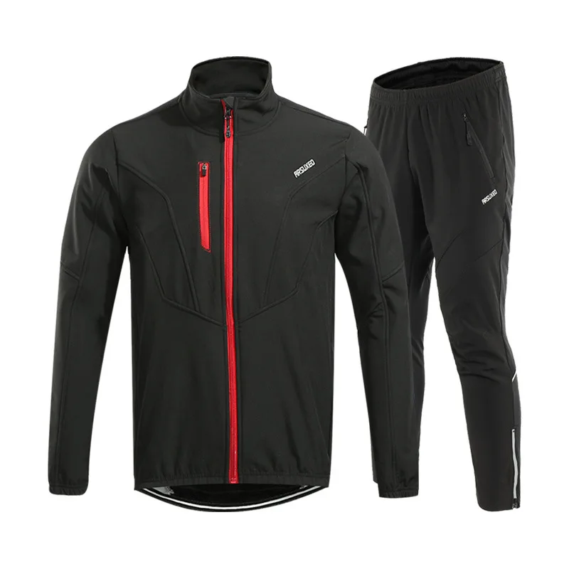 

4 Colors Winter Cycling Jacket Set Warm Up Fleece MTB Bike Bicycle Jacket Pants Suit Windproof Wind Coat Clothing Set Reflective